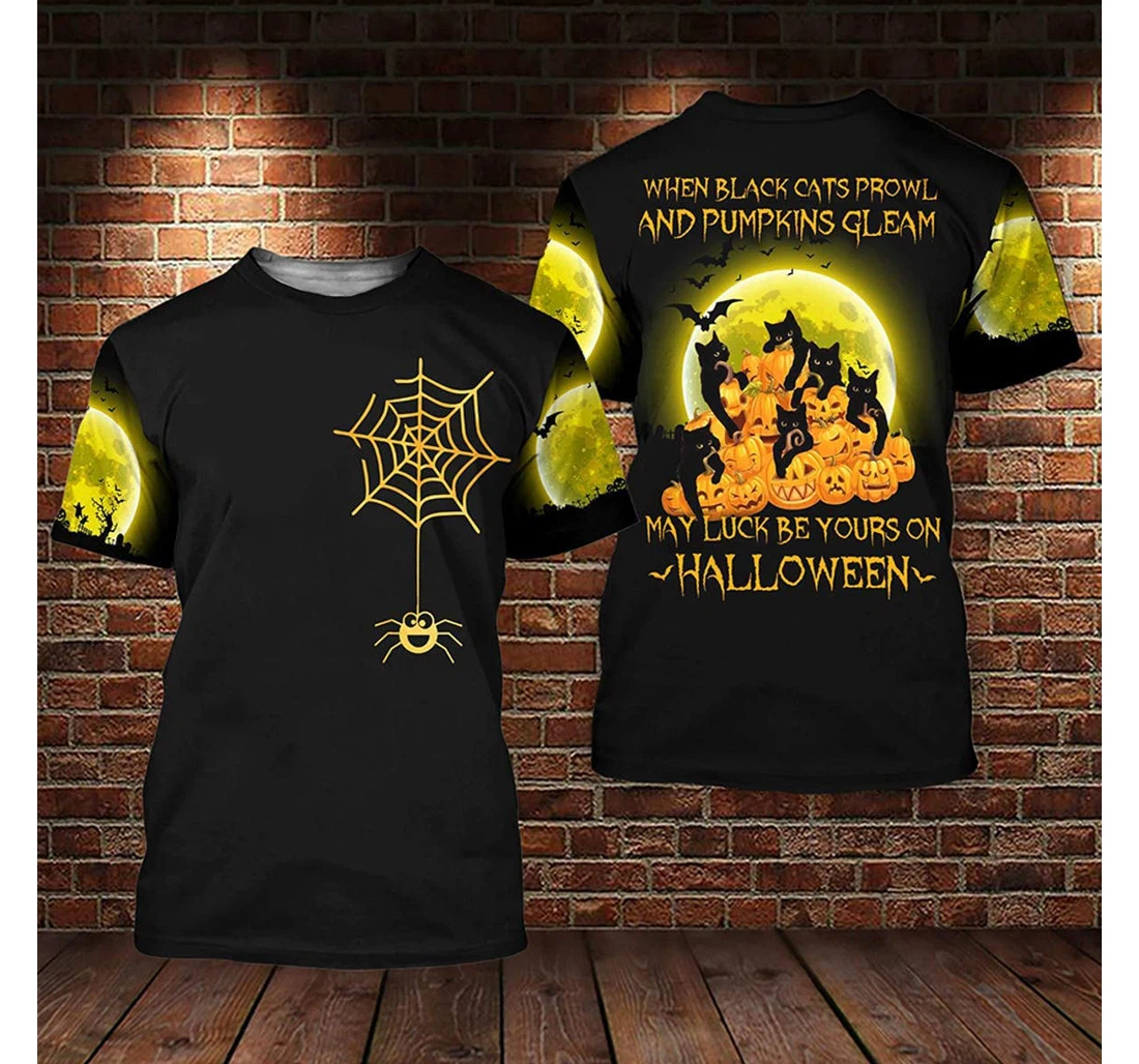 T-Shirt, Hoodie - Halloween When Cats Prowl Pumpkins Gleam 3D Printed