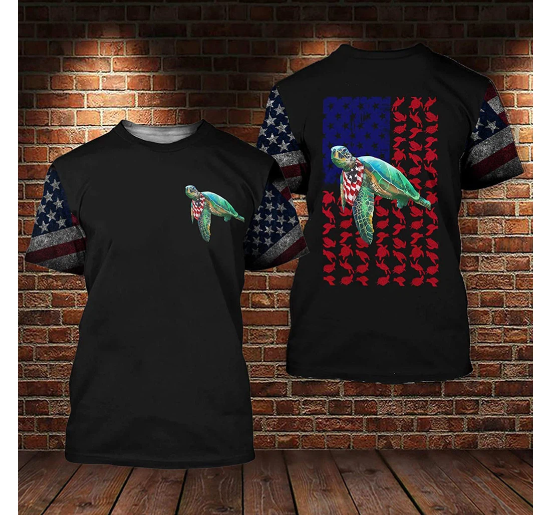 T-Shirt, Hoodie - Us Turtle Celebrate Fourth Of July Independence Day 3D Printed