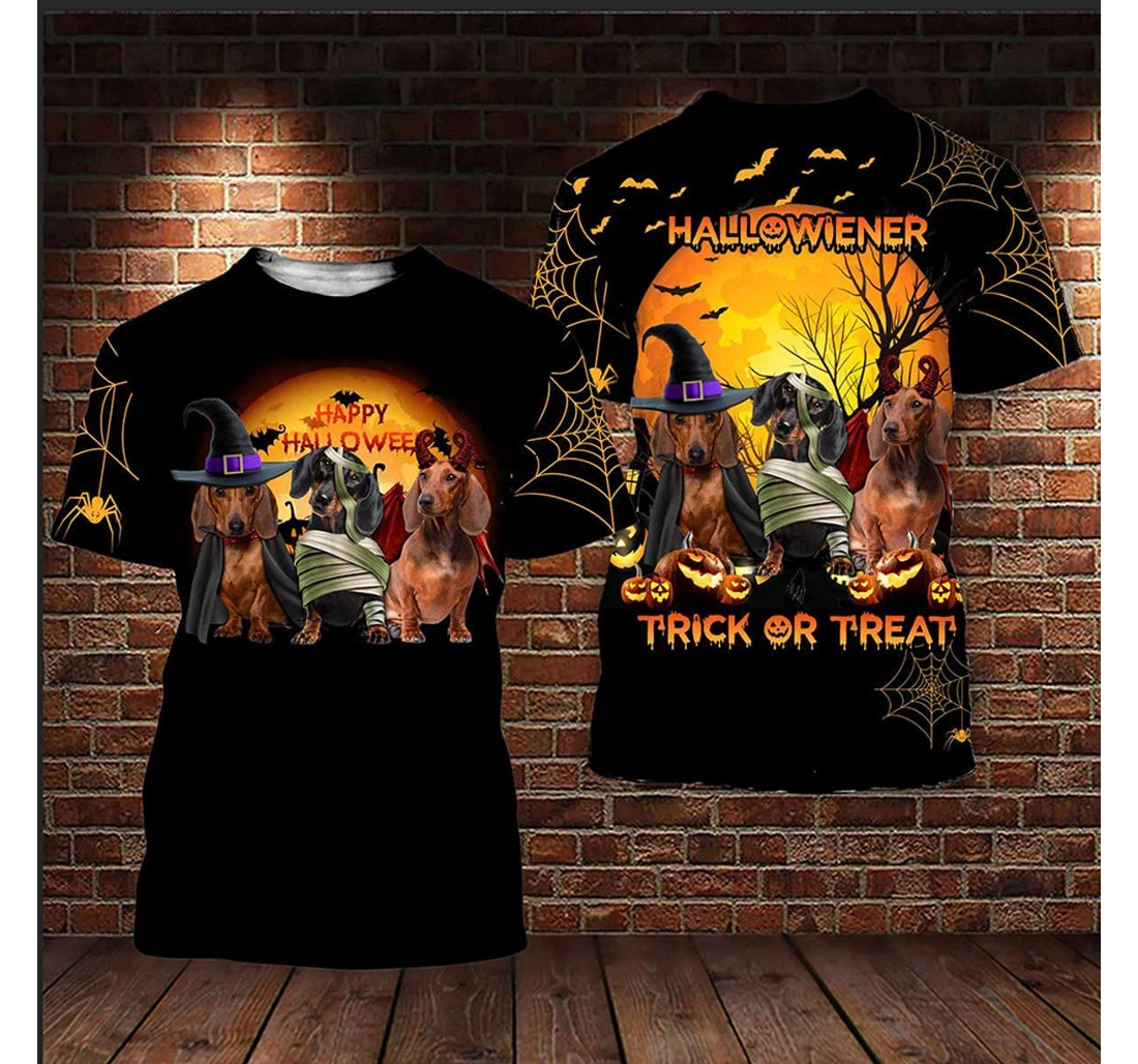 T-Shirt, Hoodie - Happy Halloween Dachshund Halloweiner Trick Or Treat 3D Printed