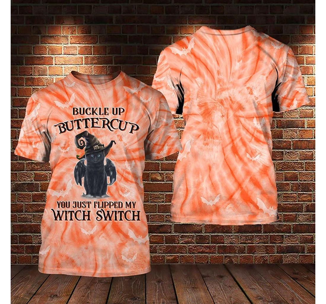 T-Shirt, Hoodie - Halloween Cat My Witch Switch Orange Tie Dye 3D Printed