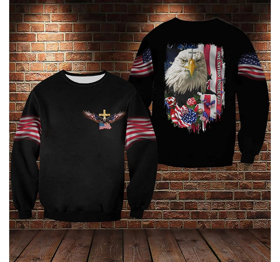 T-Shirt, Hoodie - America Eagle One Nation Under God 3D Printed