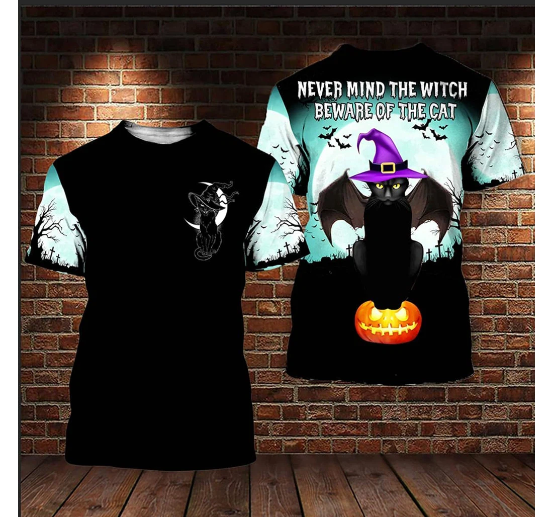 T-Shirt, Hoodie - Halloween Beware Of The Cat Witch 3D Printed