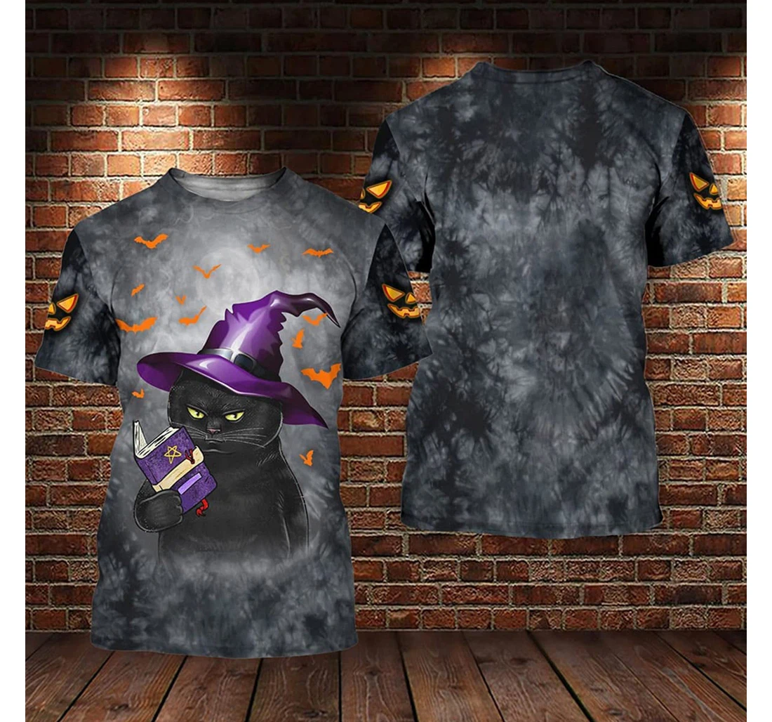 T-Shirt, Hoodie - Halloween Witch Cat Happy Meowloween 3D Printed