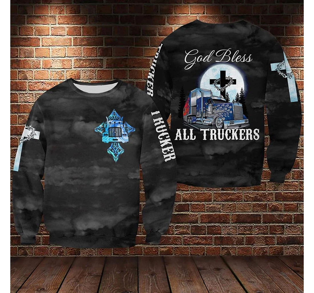 T-Shirt, Hoodie - Truck God Bless All Truckers 3D Printed