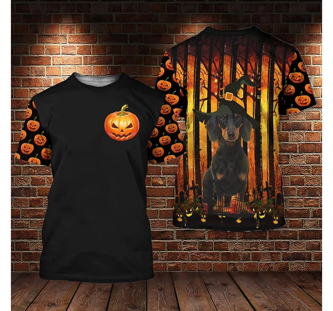 T-Shirt, Hoodie - Halloween Dachshund Creepy Pumpkin 3D Printed