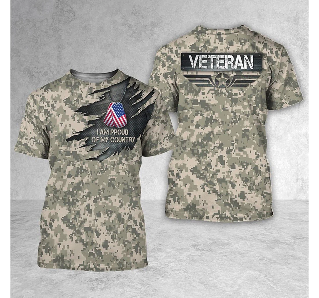 T-Shirt, Hoodie - Us Veteran Proud Of My Country Camo Style 3D Printed