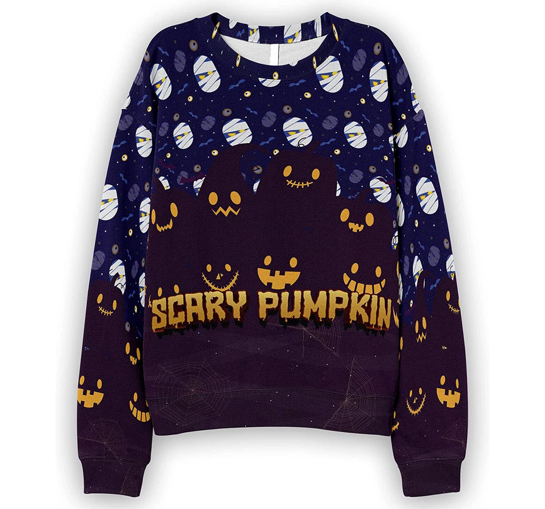 T-Shirt, Hoodie - Crazy Pumpkin Cat Bat Cobweb Seamless Pattern Halloween 3D Printed