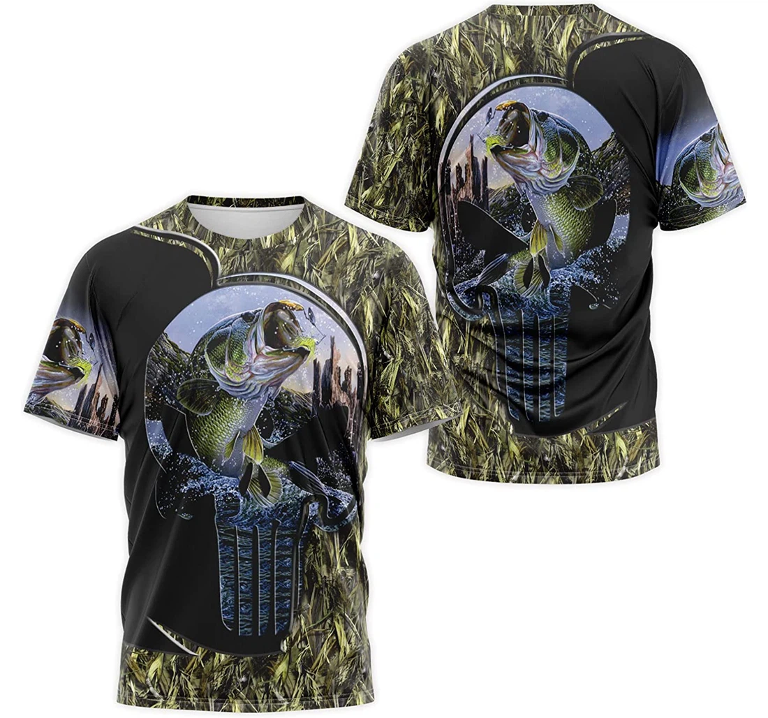 T-Shirt, Hoodie - Skull Bass Fishing Camo 2 3D Printed