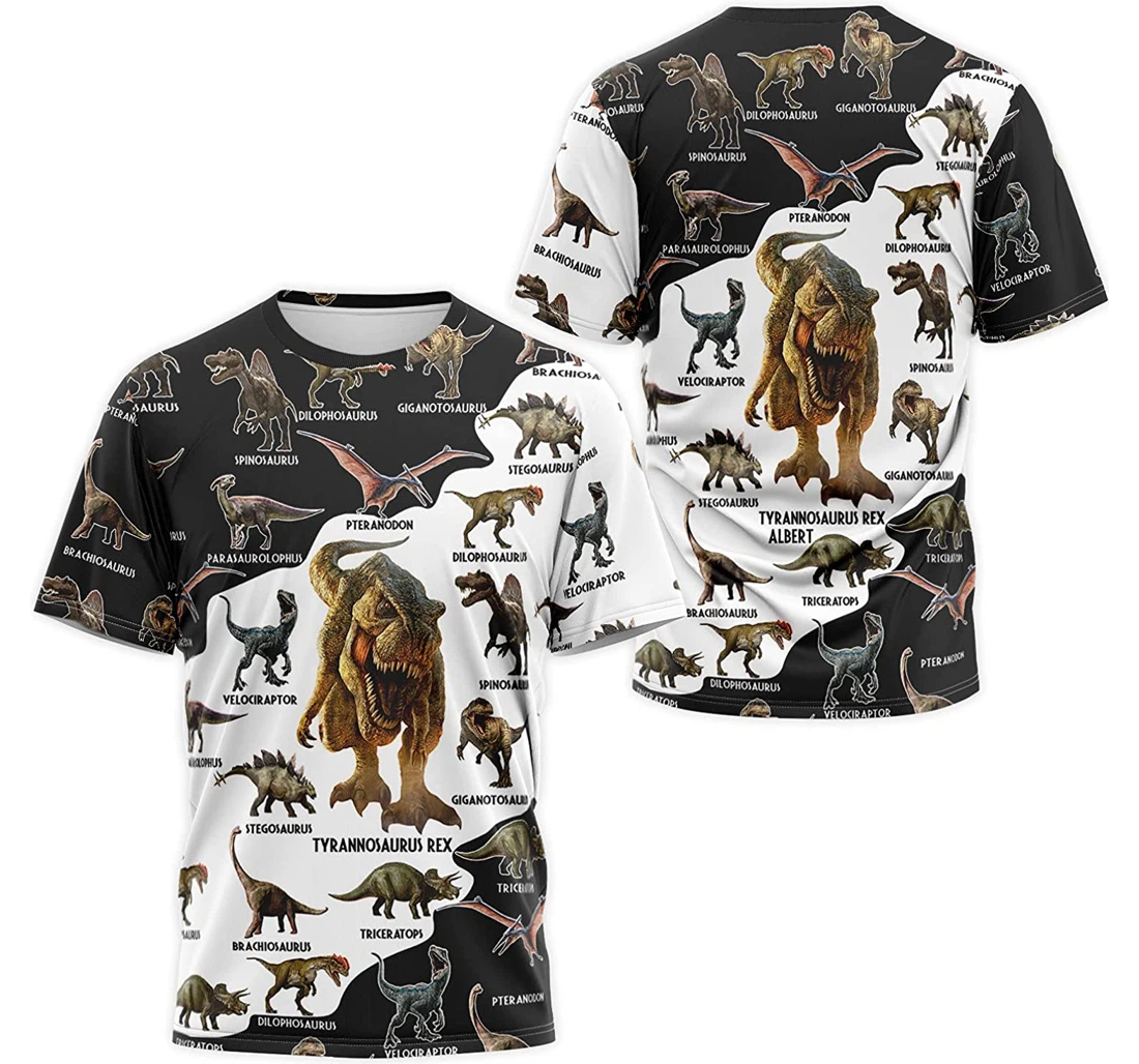 T-Shirt, Hoodie - Types Of Dinosaur Art Pattern 3D Printed