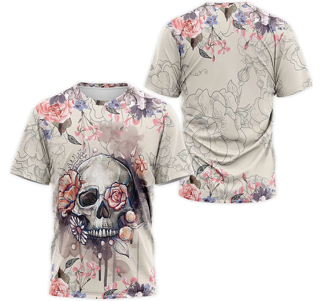 T-Shirt, Hoodie - Skull Floral Pattern 3D Printed