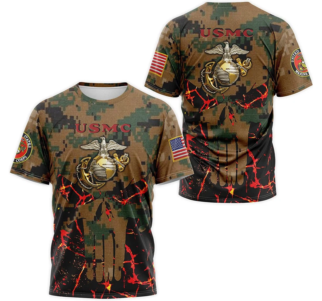 T-Shirt, Hoodie - Us Marine Corps Lava Skull Camo 3D Printed