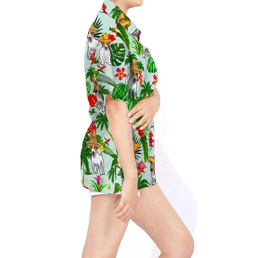 Jack Russel Wearing Mexican Hat Dog Lovers From Mexico Hawaiian Shirt, Button Up Aloha Shirt For Men, Women