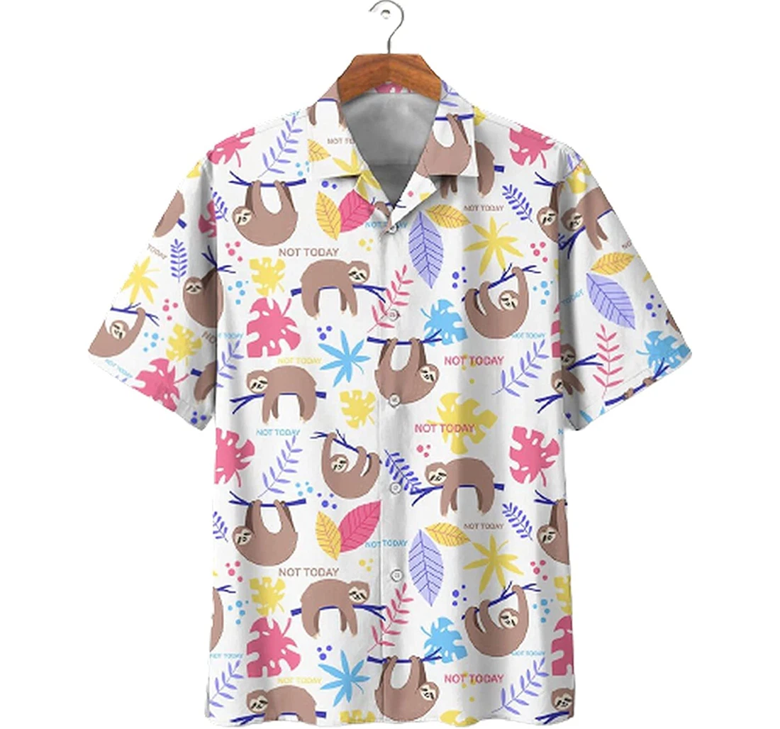 Sloth Not Today Soft Beach Full Prints Hawaiian Shirt, Button Up Aloha Shirt For Men, Women