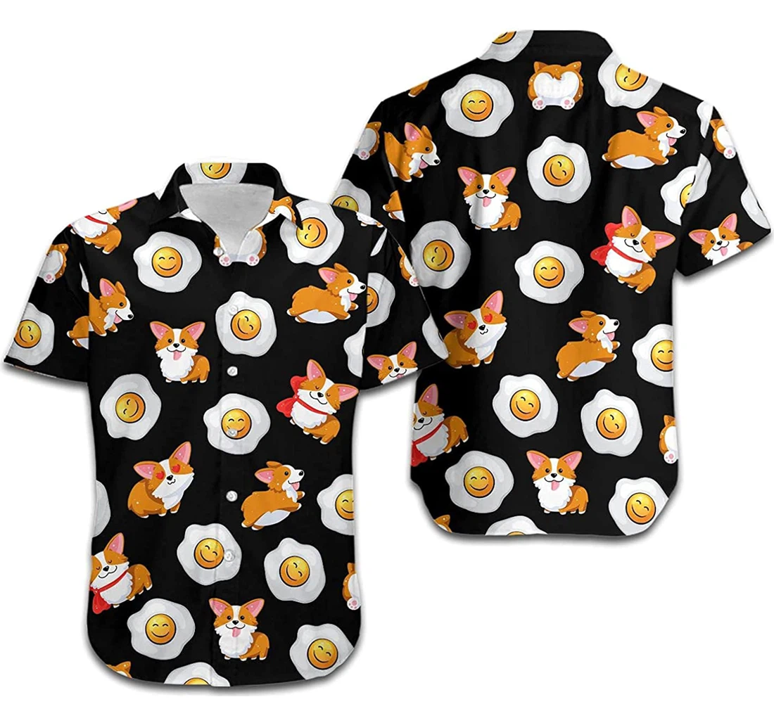 Corgi Cute Eggs Dog Lovers In Hawaiian Shirt, Button Up Aloha Shirt For Men, Women