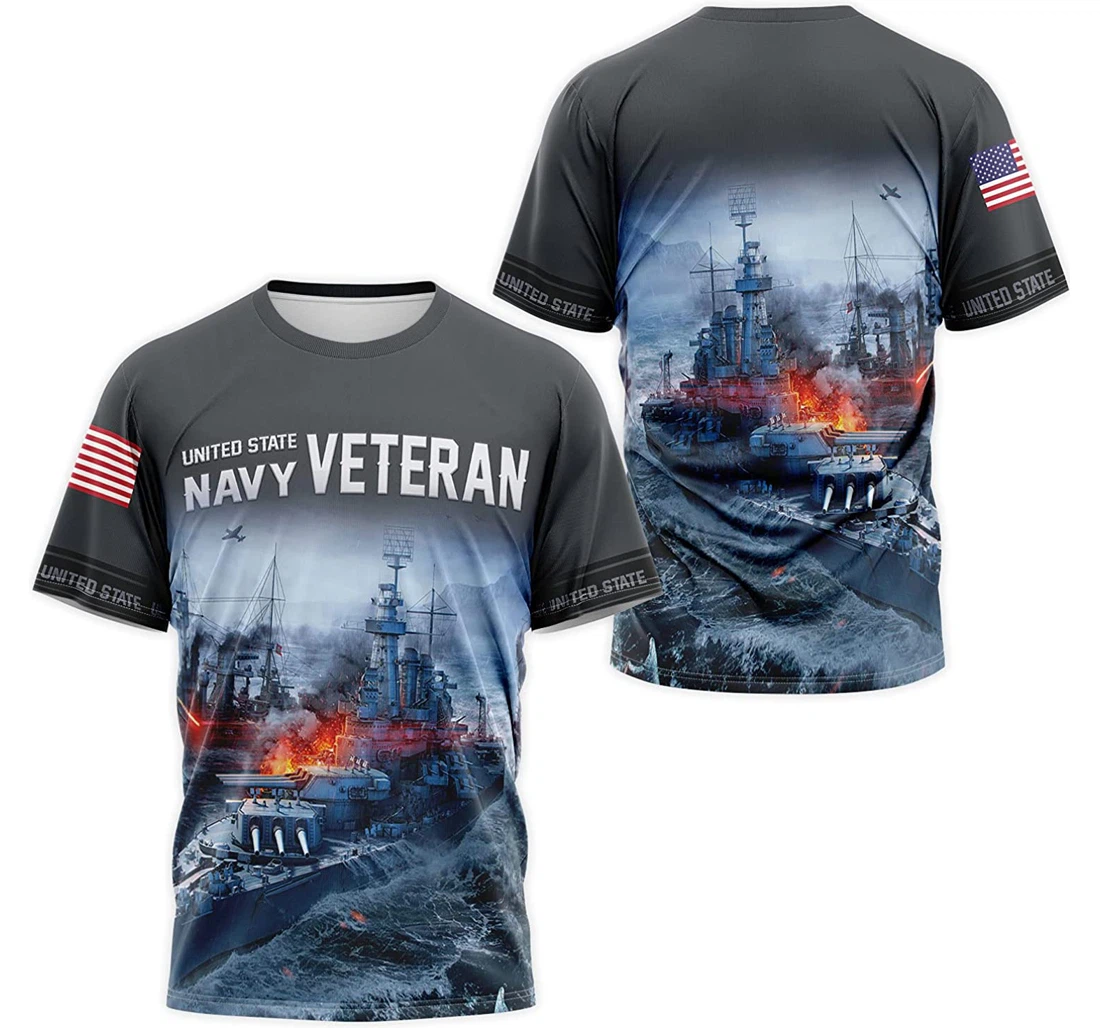 T-Shirt, Hoodie - Us Navy Veteran Battleship 3D Printed