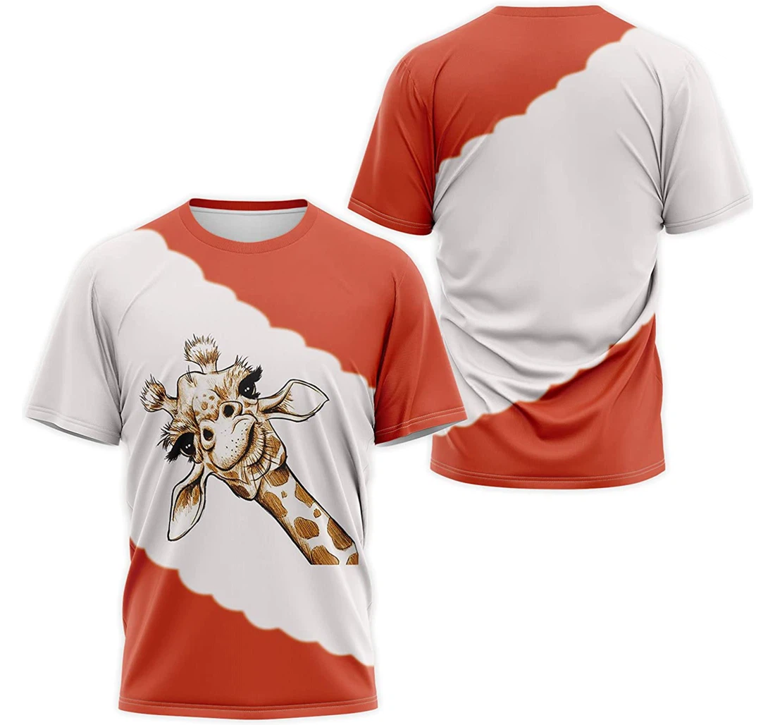 T-Shirt, Hoodie - Orange Giraffe Face Cute 3D Printed