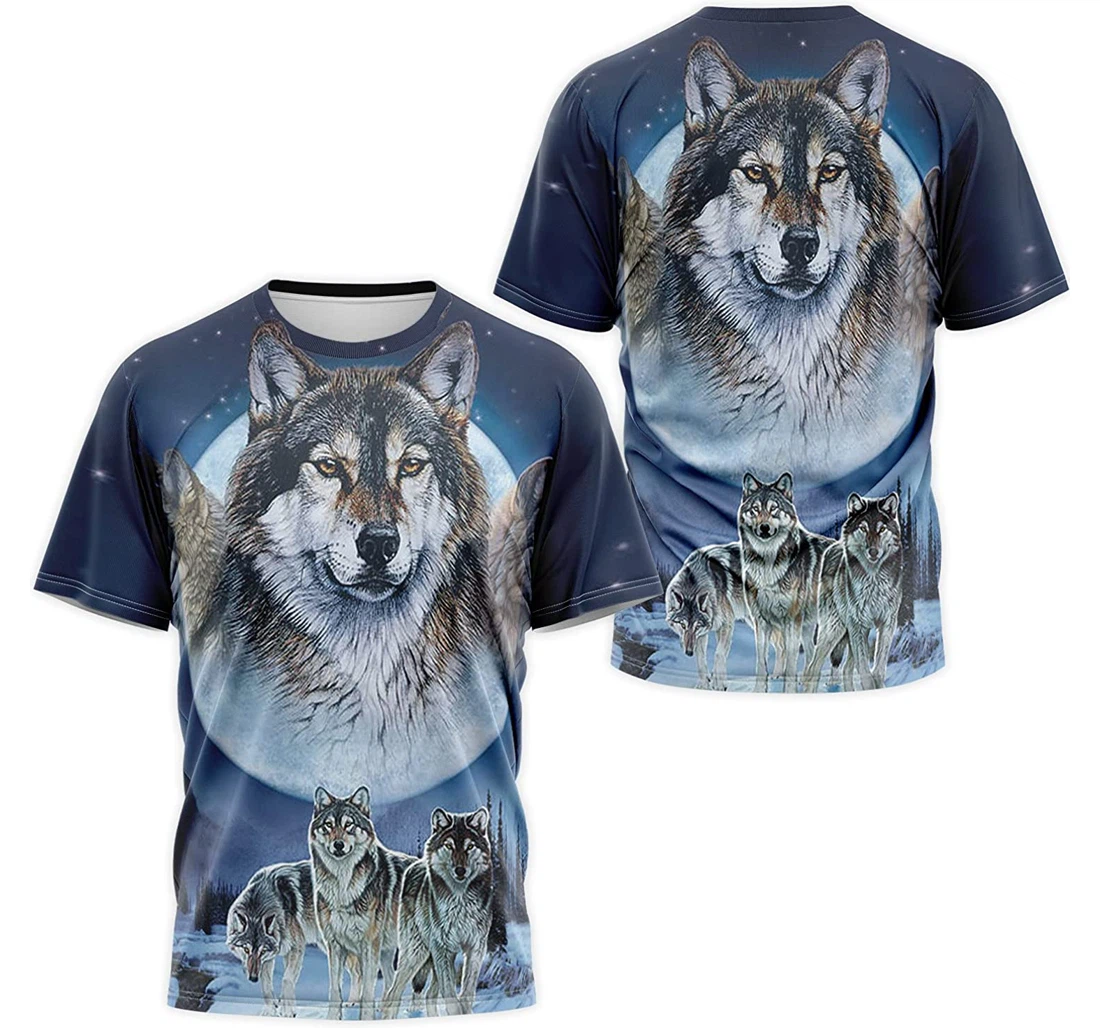 T-Shirt, Hoodie - Snow Wolve Night Moon 3D Printed