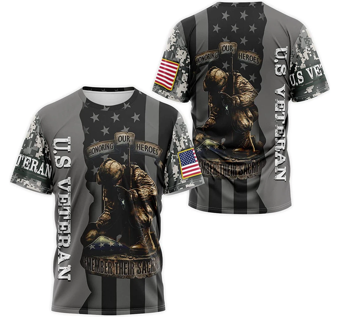 T-Shirt, Hoodie - Us Veteran Honoring Our Heroes Remember Their Sacrifice 3D Printed