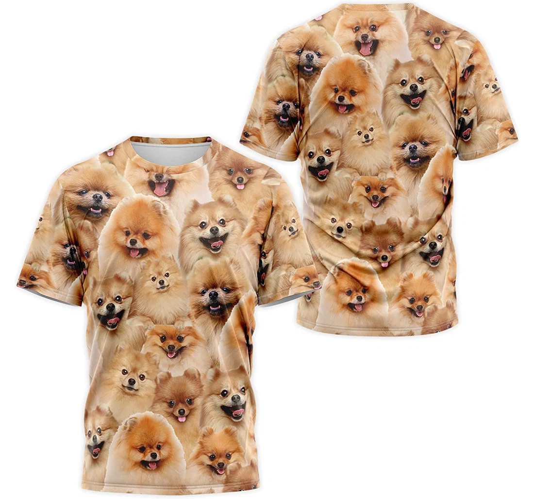 T-Shirt, Hoodie - Pomeranian Dog Face Seamless 3D Printed