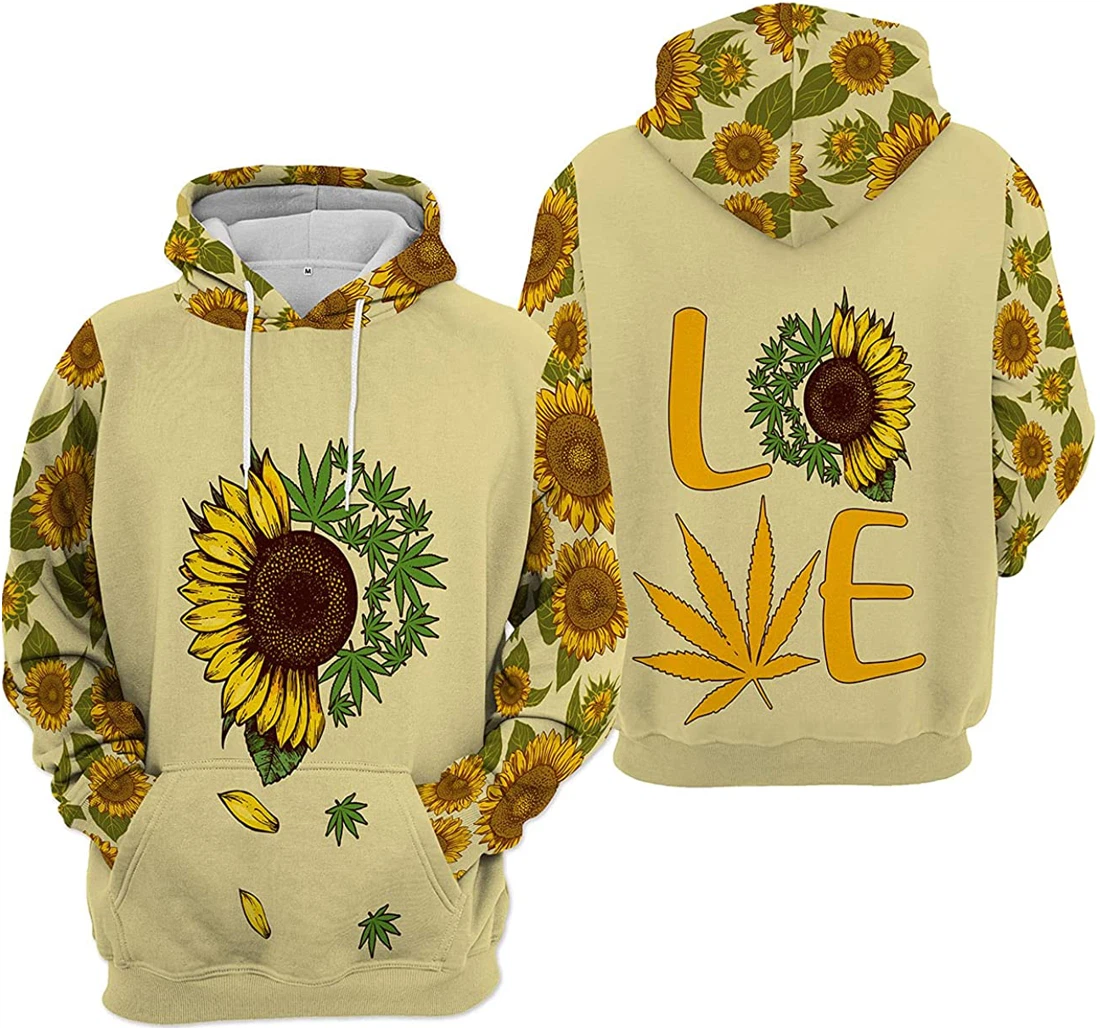 T-Shirt, Hoodie - Sun Flower Love Cannabis 3D Printed