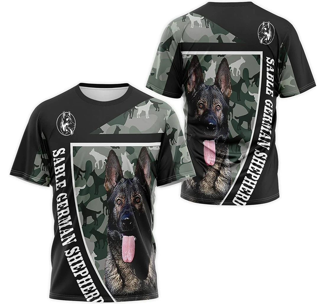 T-Shirt, Hoodie - Sable German Shepherd Green Camo 3D Printed