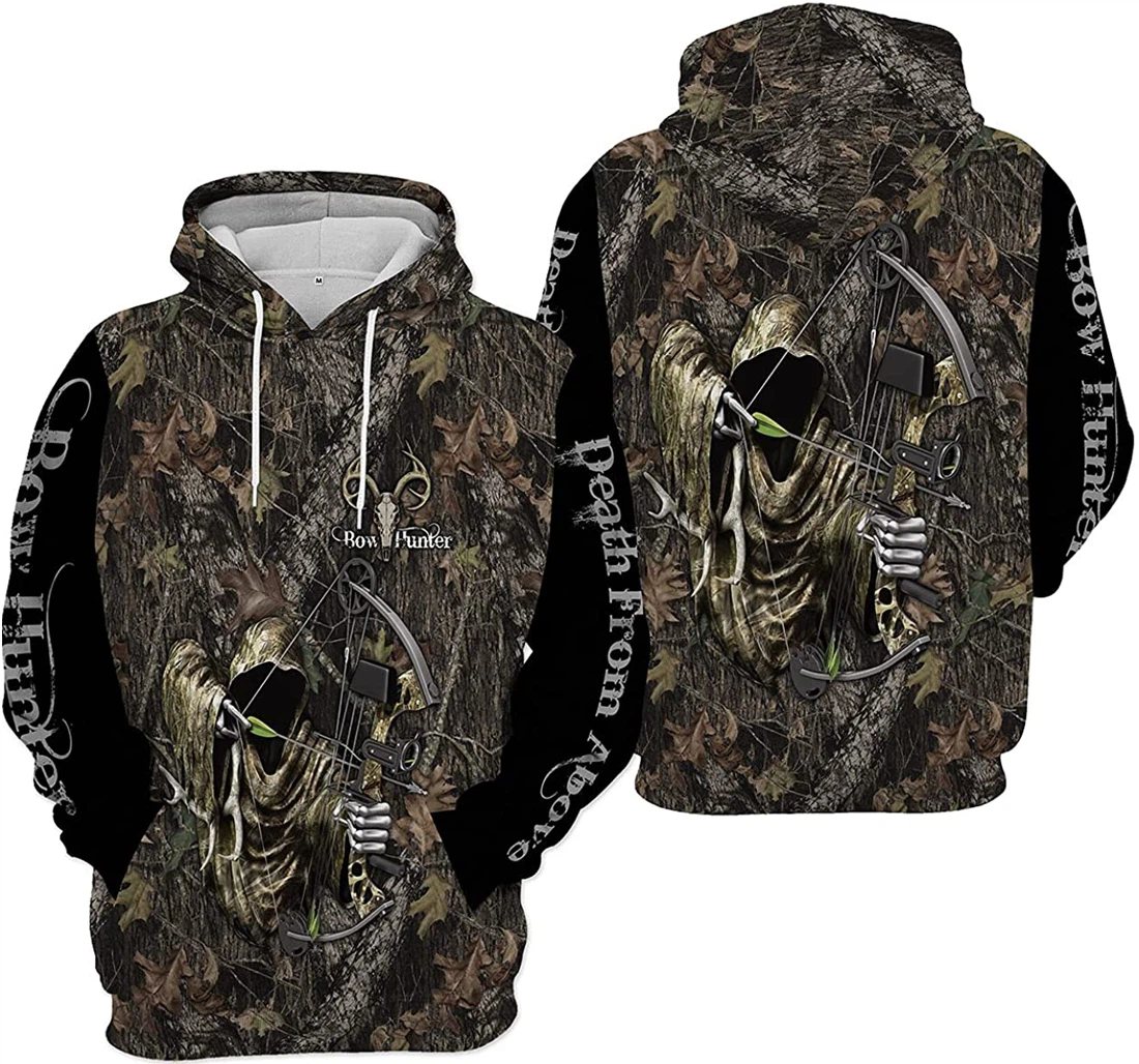 T-Shirt, Hoodie - Custom Name Reaper Bow Hunter Leaves Camo 3D Printed