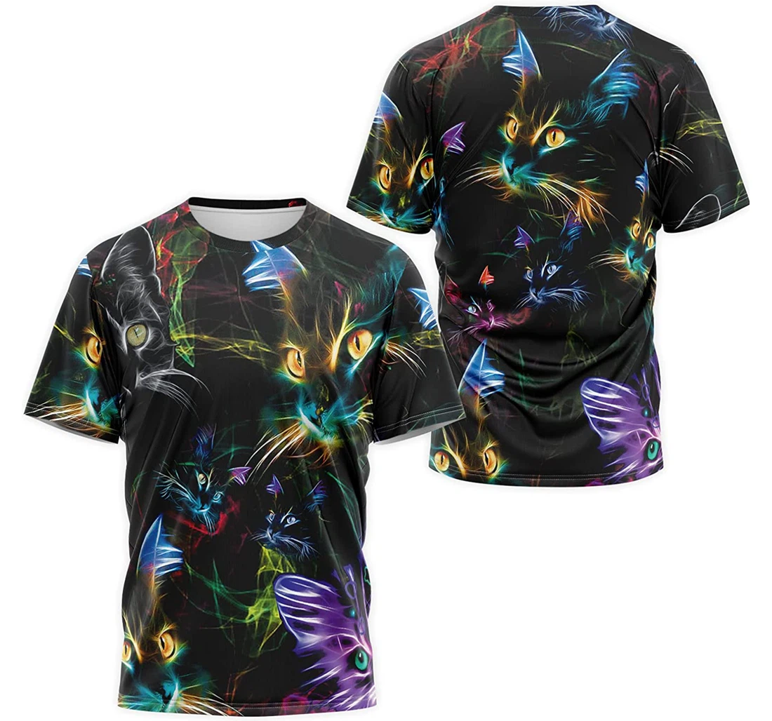 T-Shirt, Hoodie - Cat Neon Multicolor 3D Printed