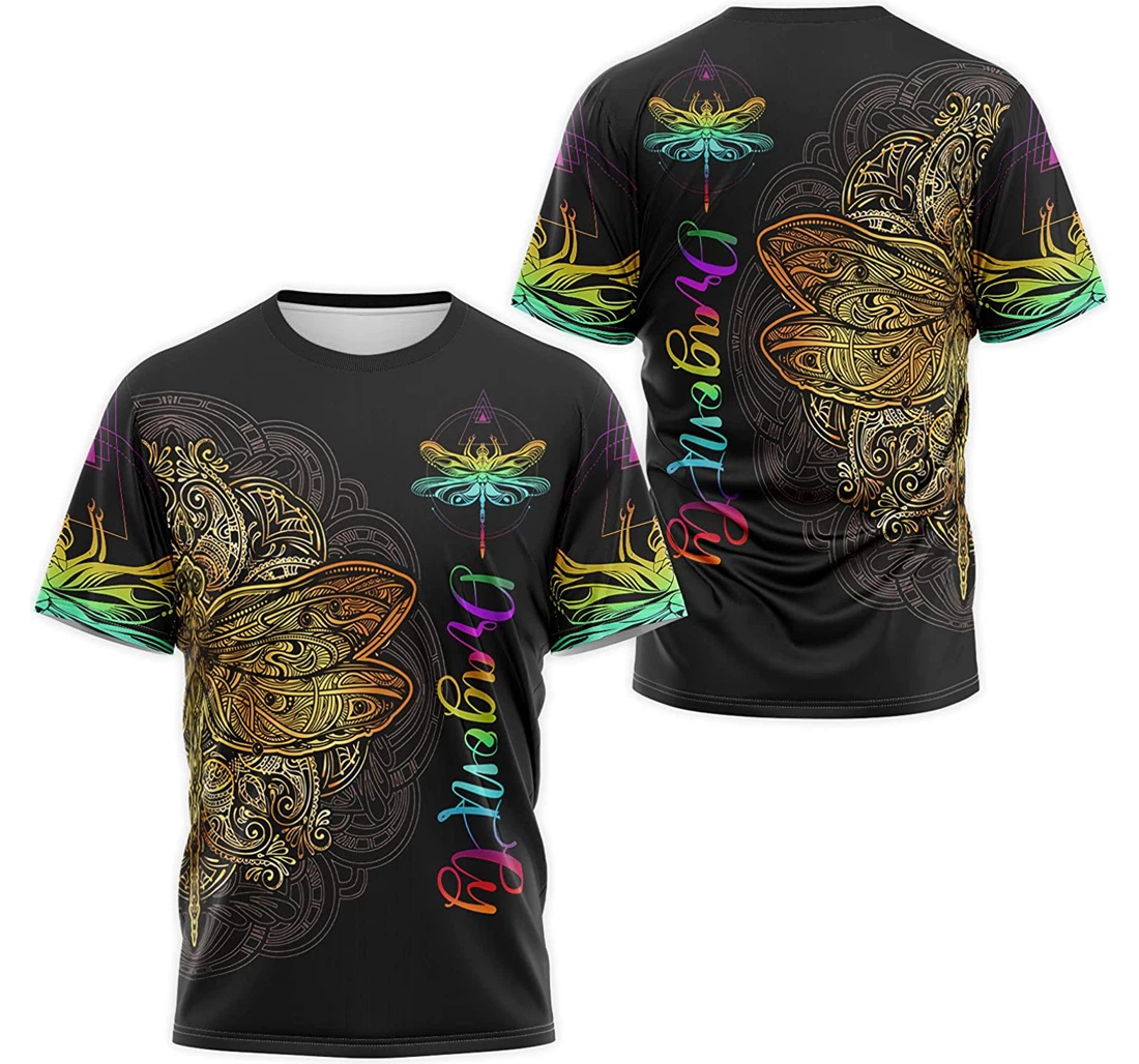 T-Shirt, Hoodie - Dragonfly Muticolor Mandala 3D Printed