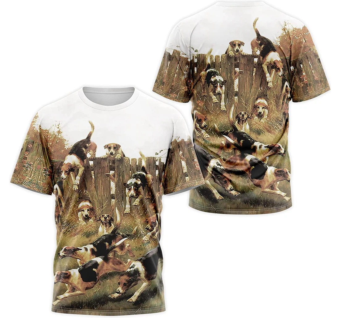 T-Shirt, Hoodie - Beagle Dog Run On Meadow 3D Printed