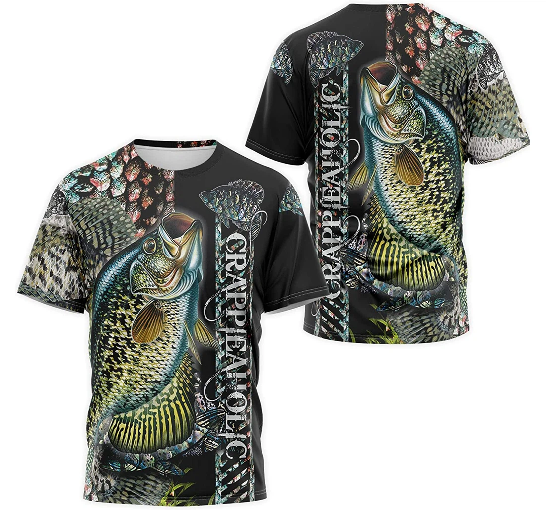 T-Shirt, Hoodie - Crappieaholic Fishing Fin Pattern 3D Printed
