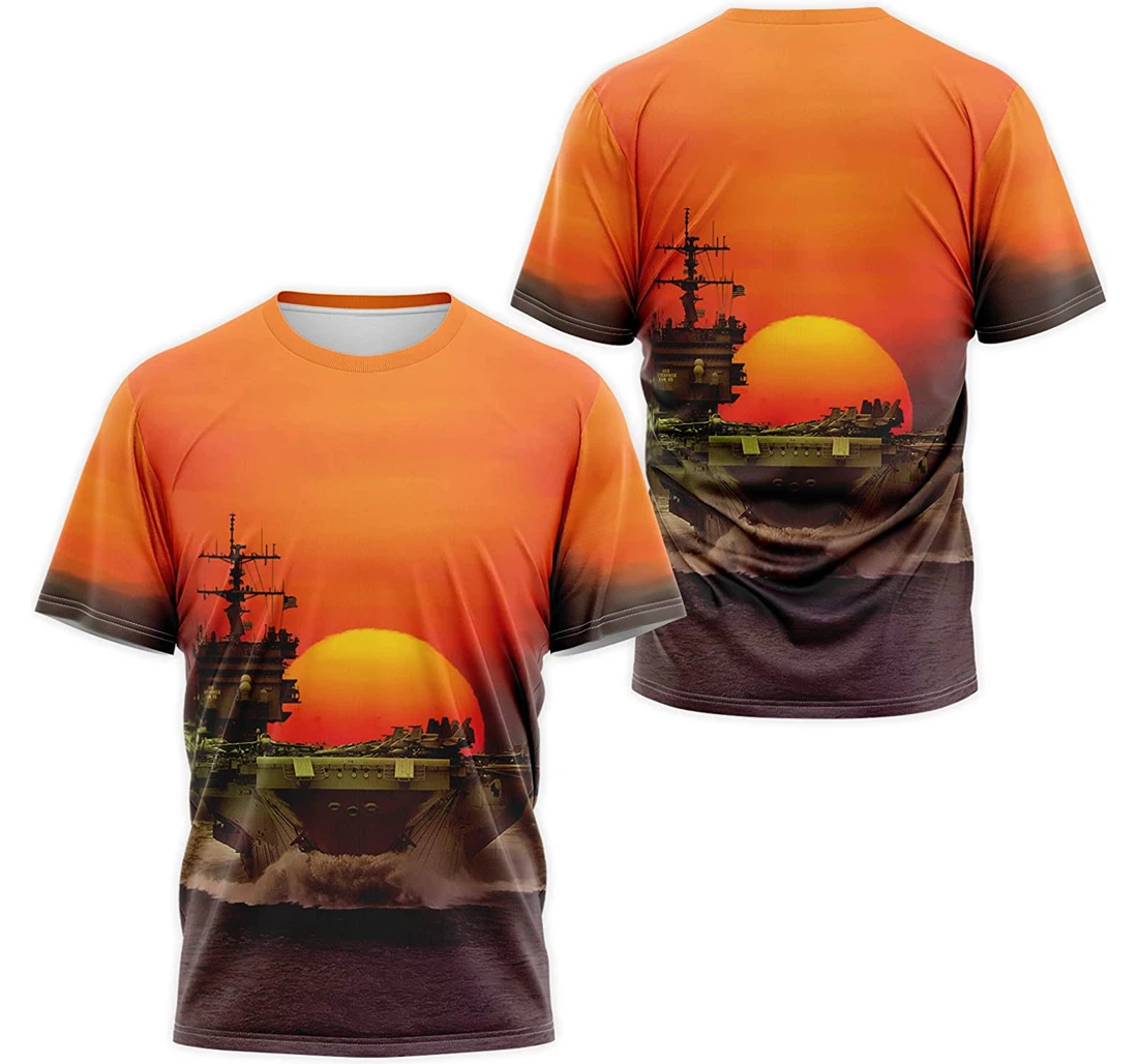 T-Shirt, Hoodie - Battleship Under The Sunset 3D Printed