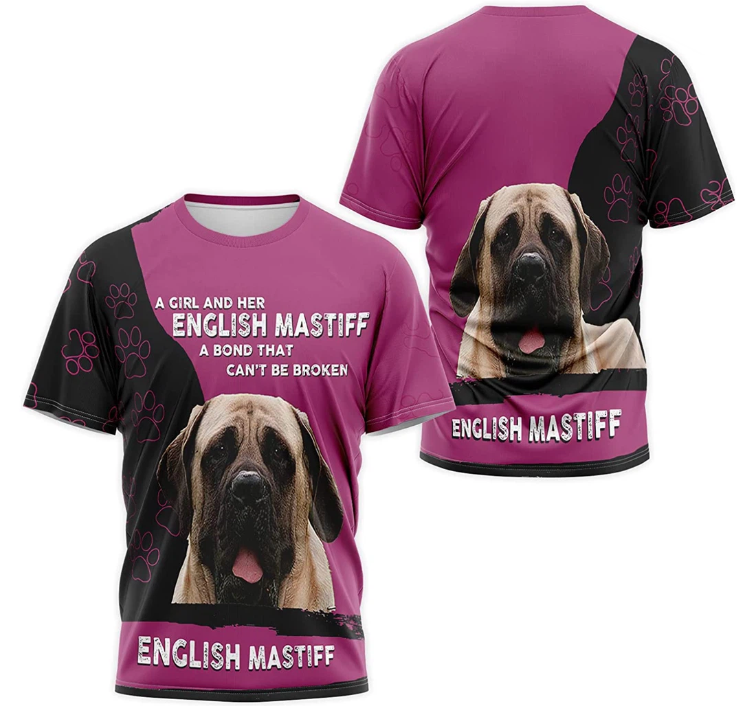 T-Shirt, Hoodie - A Girl Her English Mastiff A Bond That Can't Be Broken 3D Printed