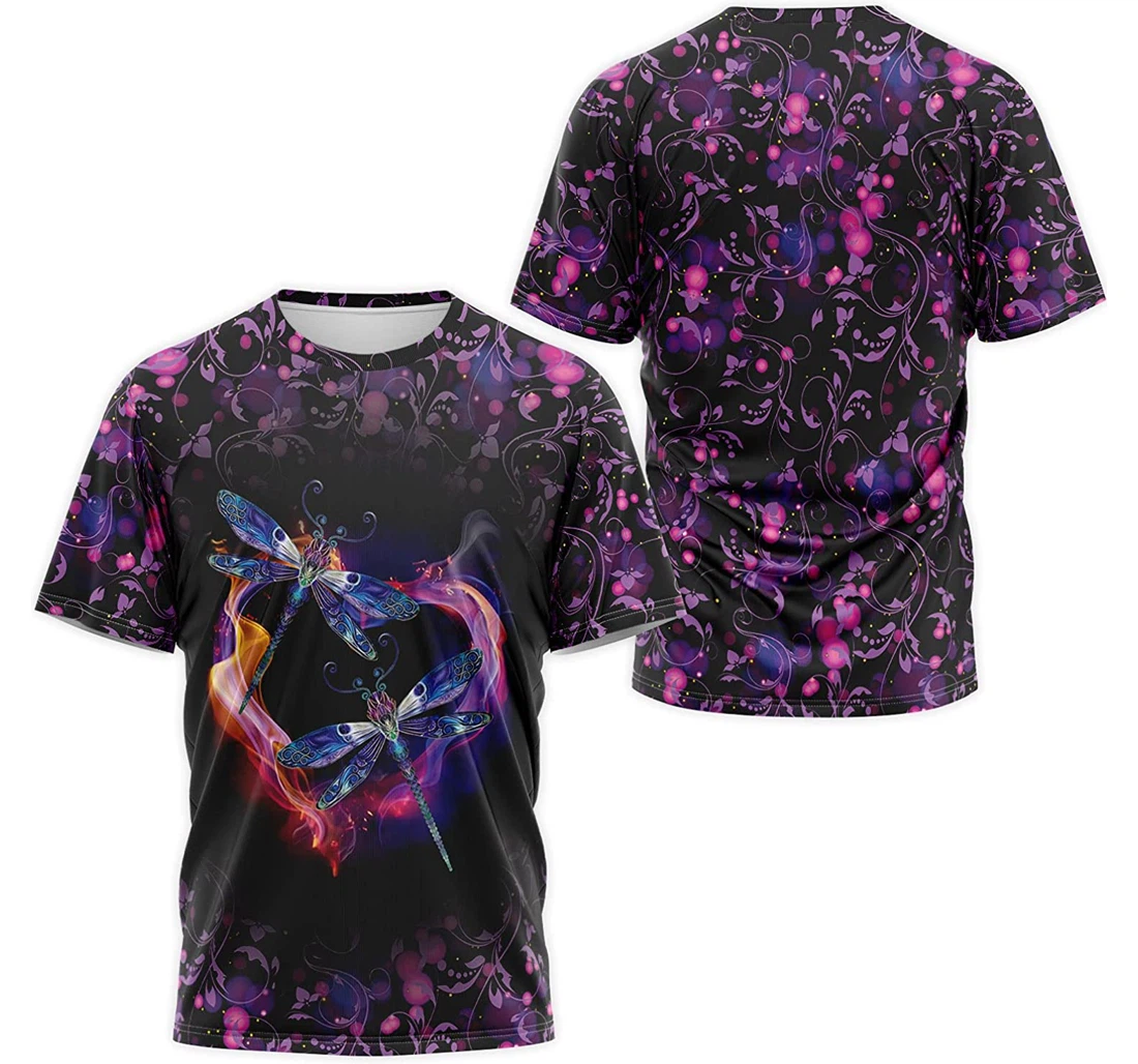 T-Shirt, Hoodie - Dragonfly Heart Purple Tropical Floral 3D Printed