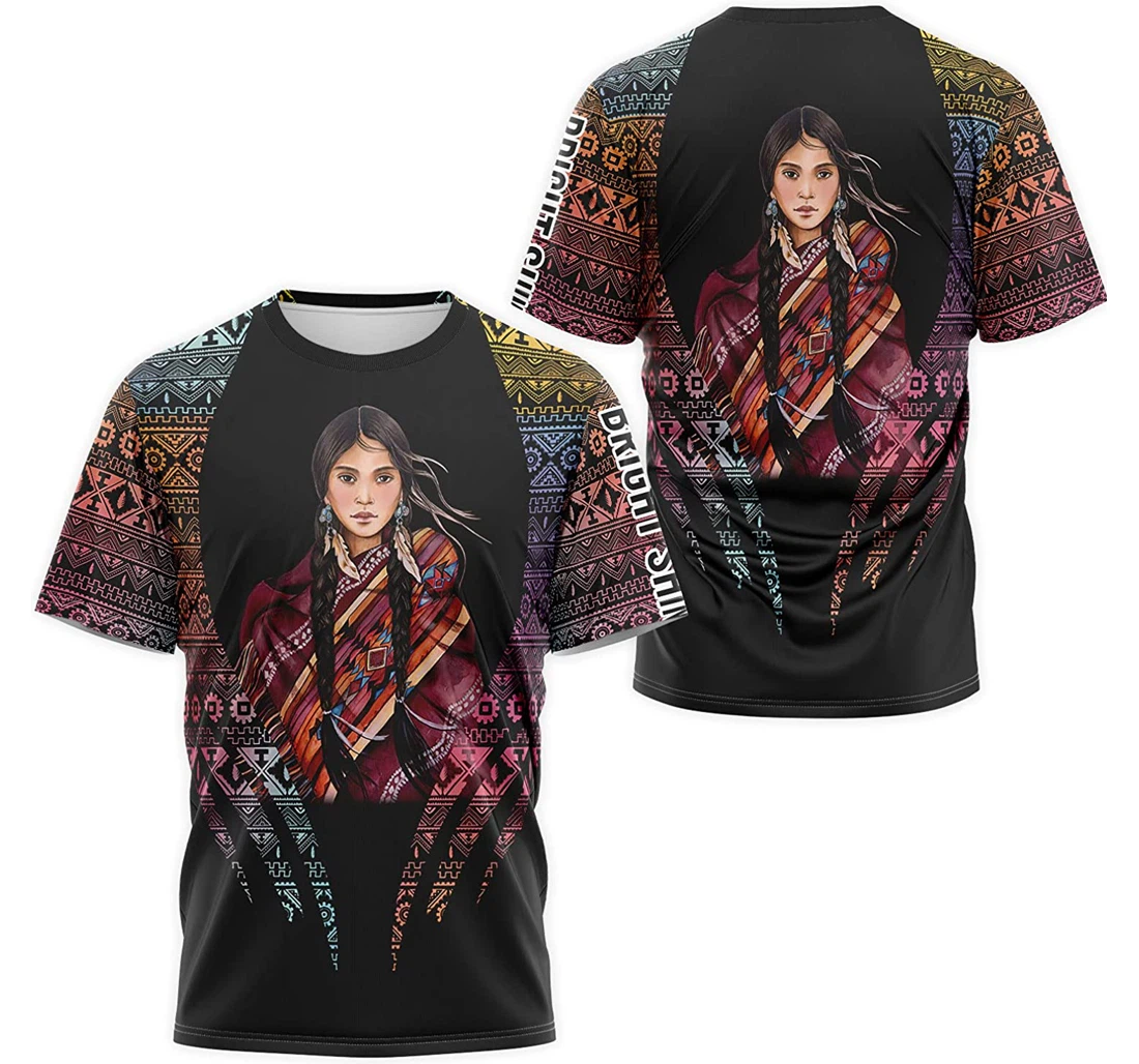 T-Shirt, Hoodie - Bright Shining Star Girl Indian Native American Pattern 3D Printed