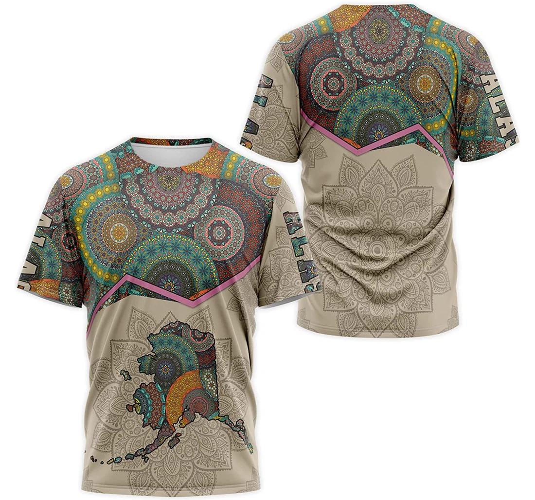 T-Shirt, Hoodie - Alaska Flag Map Mandala 3D Printed