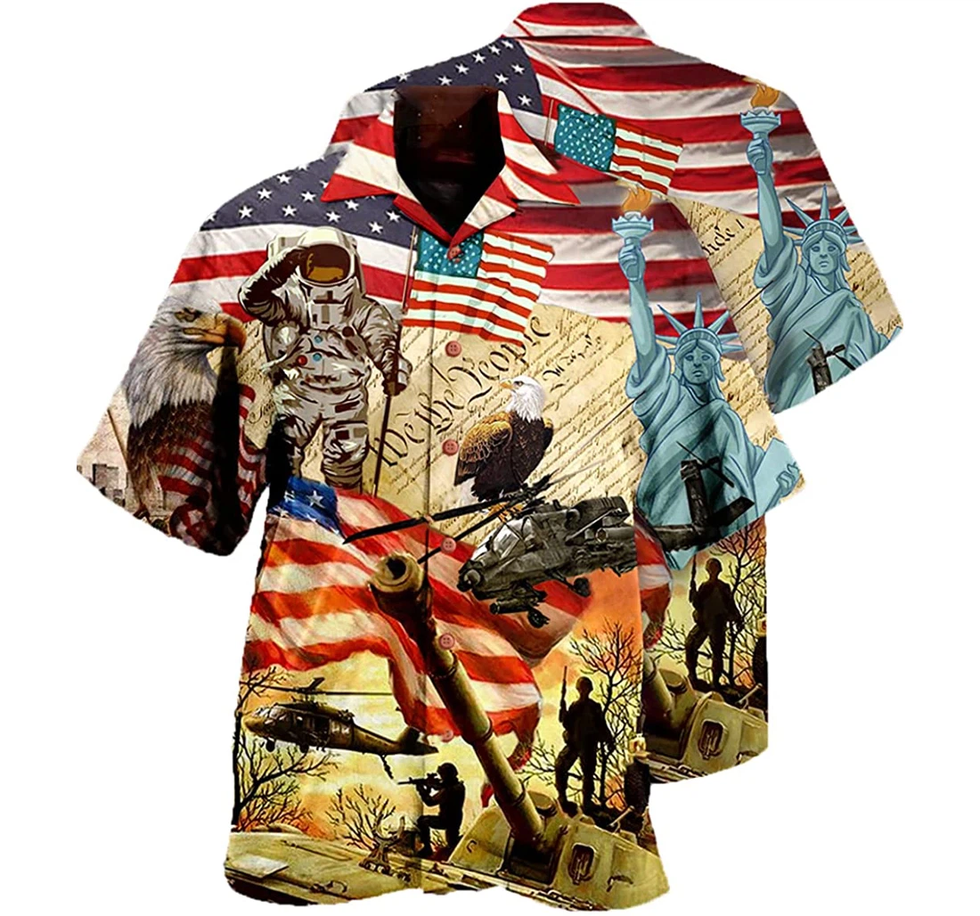 Personalized America Independence Day Short, Hawaiian Shirt, Button Up Aloha Shirt For Men, Women