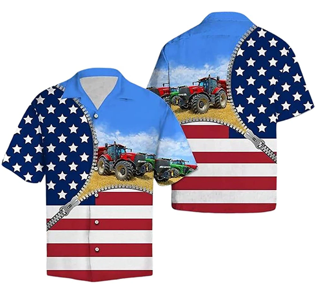 Personalized Farmer American Independence Day Hoodie, T-shirt, Sweatshirt Hawaiian Shirt, Button Up Aloha Shirt For Men, Women