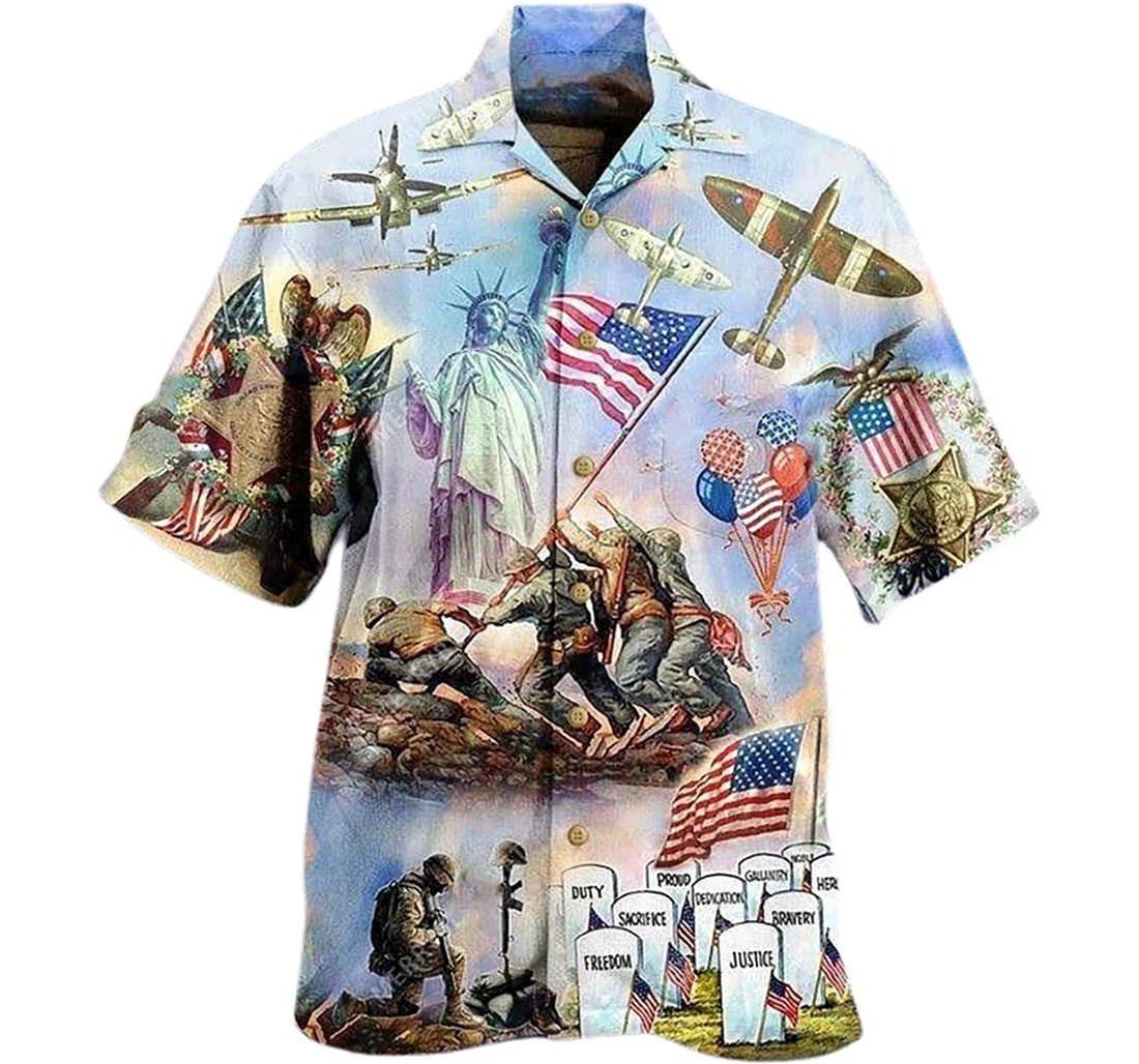 Personalized U.s Veteran - Happy Independence Day Short, Hawaiian Shirt, Button Up Aloha Shirt For Men, Women