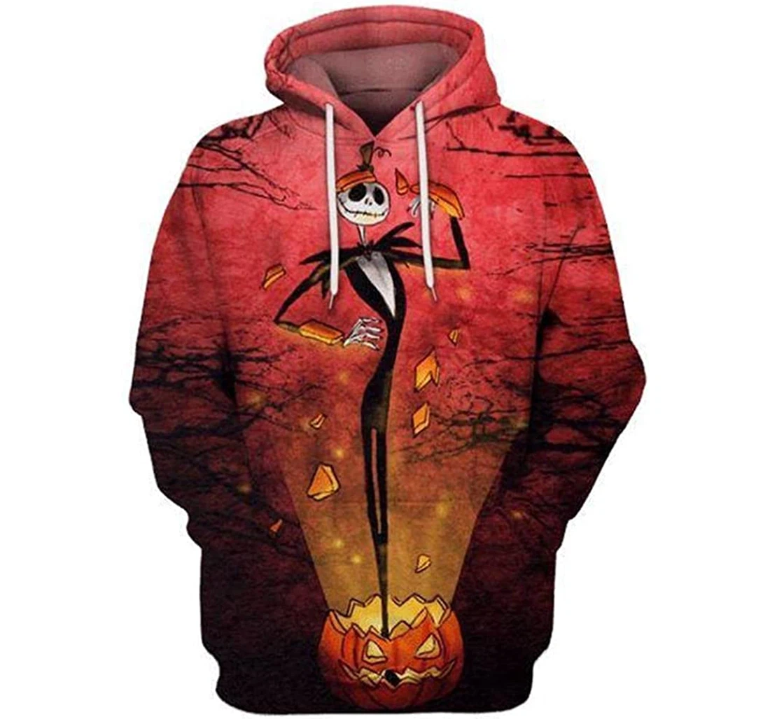 Jack Skellington Pumpkin Halloween - 3D Printed Pullover Hoodie