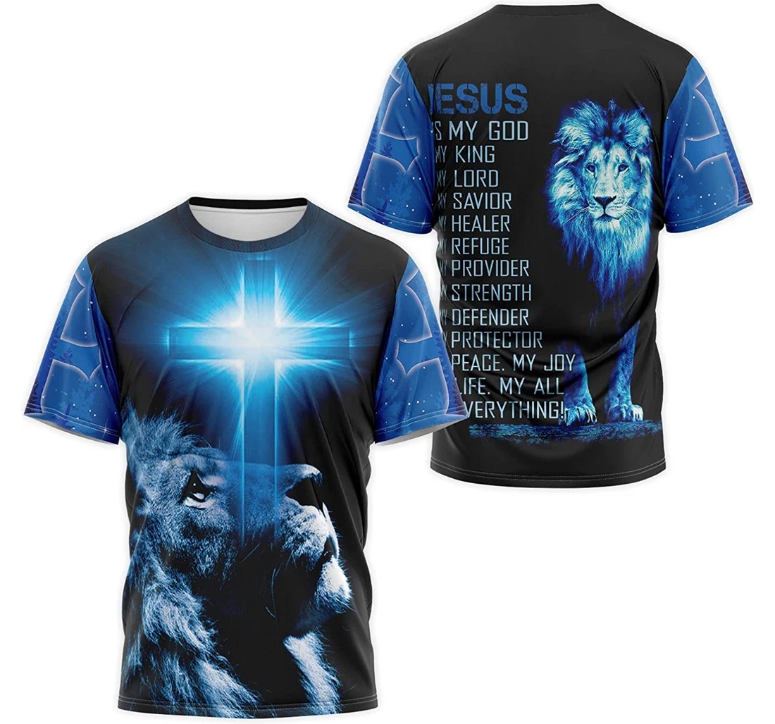 T-Shirt, Hoodie - Blue Lion Jesus Is My God My King My Lord My Life My All Everything 3D Printed