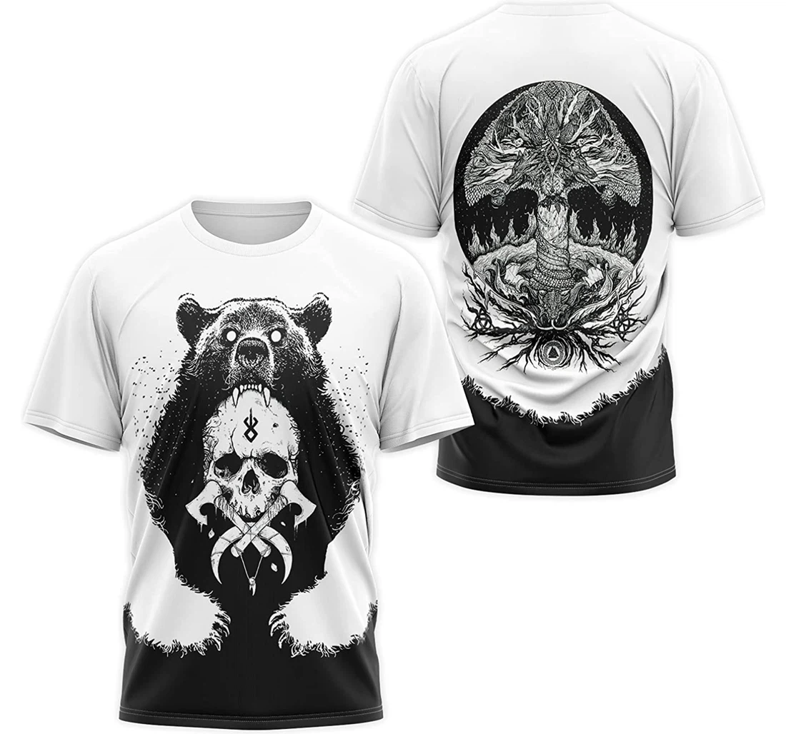 T-Shirt, Hoodie - Berserker Viking Yggdrasil Bear Skull 3D Printed