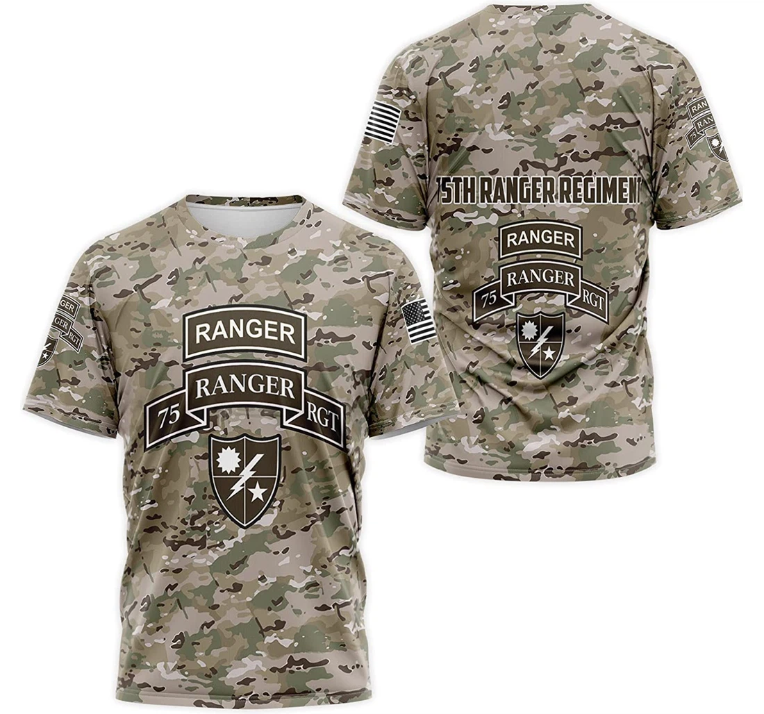 T-Shirt, Hoodie - Military Th Ranger Rgt Camo 3D Printed