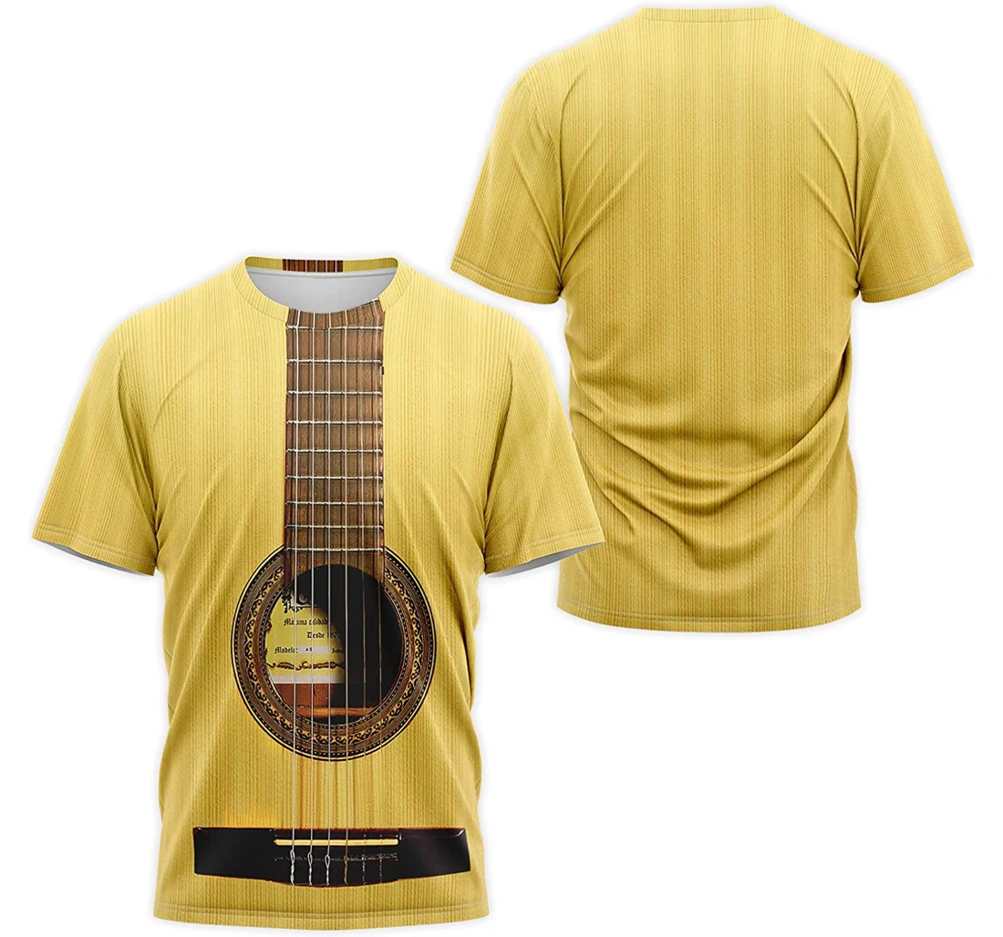 T-Shirt, Hoodie - Yellow Wood Guitar 3D Printed