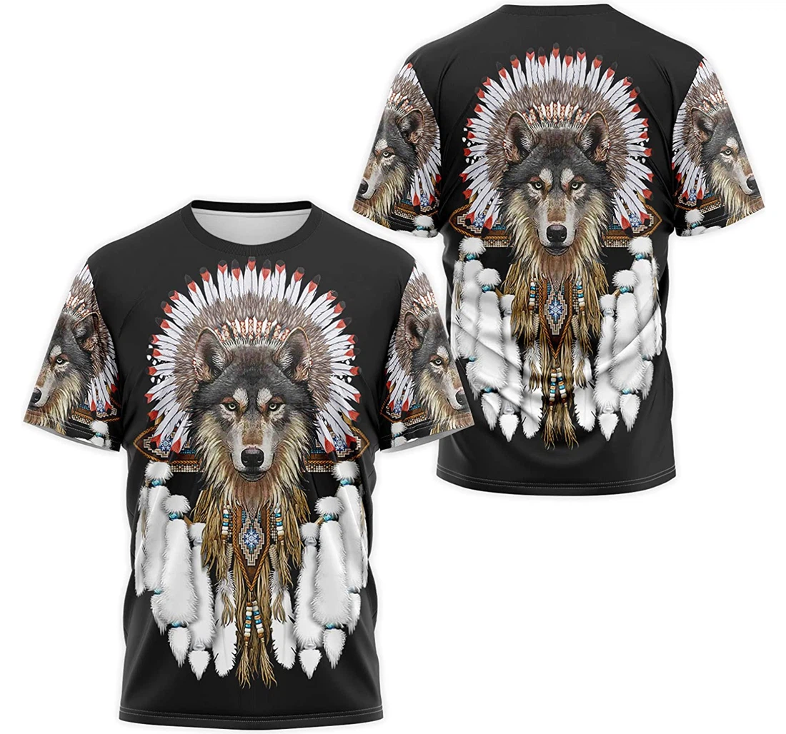 T-Shirt, Hoodie - Dreamcatcher Wolf Headdress Native American 3D Printed