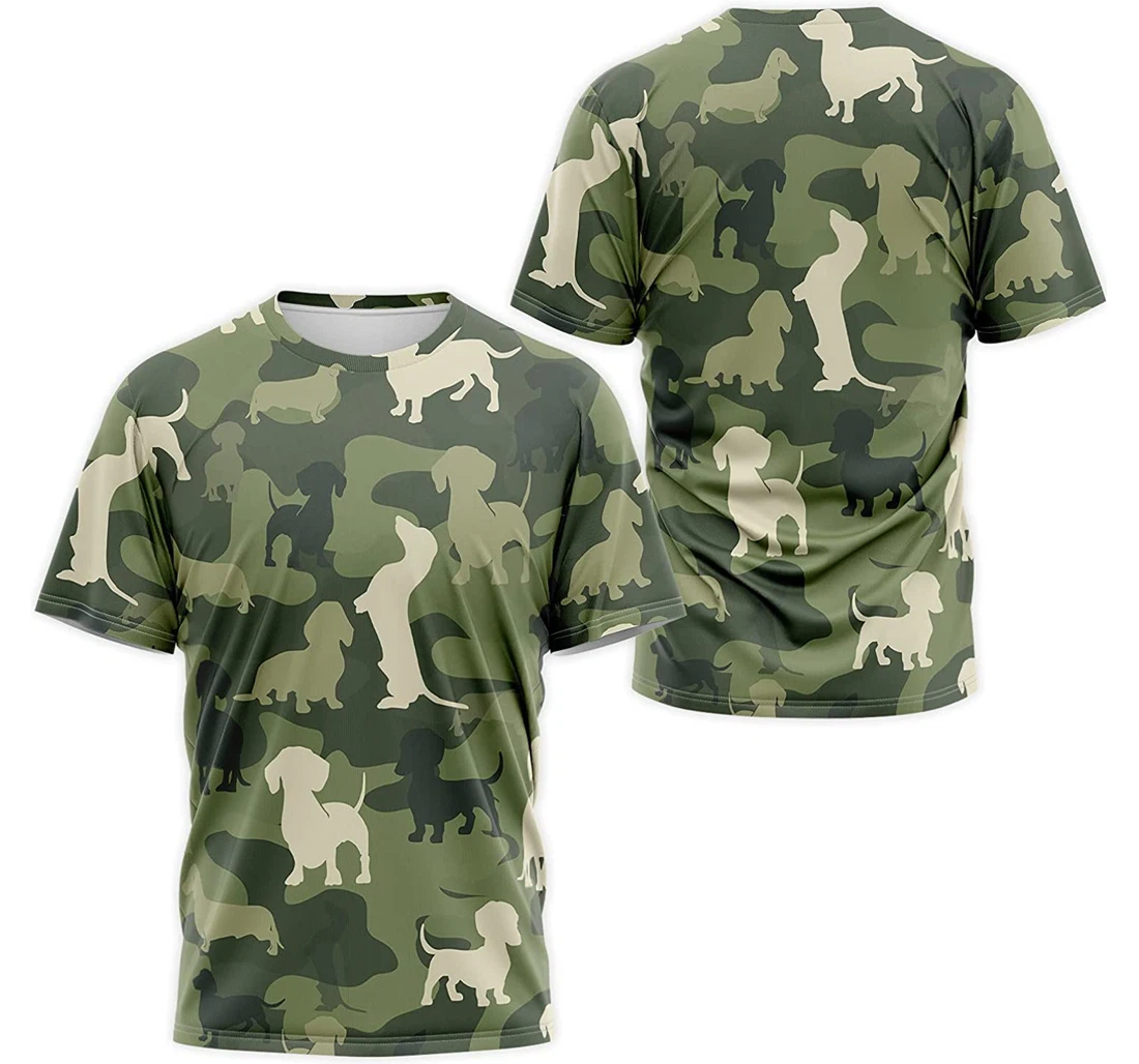 T-Shirt, Hoodie - Dachshund Green Camo 3D Printed