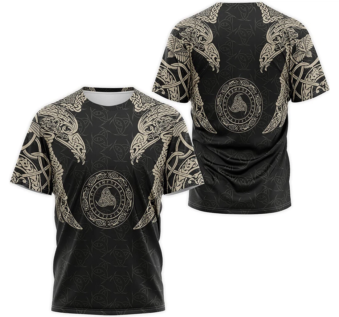 T-Shirt, Hoodie - Ravens Huginn Muninn Nordic Compass Norse Mythology 3D Printed