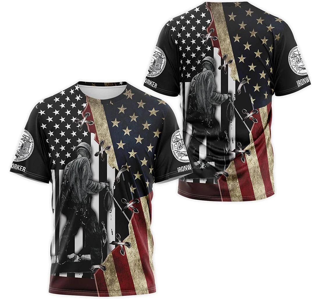 T-Shirt, Hoodie - Ironworker American Us Flag 3D Printed