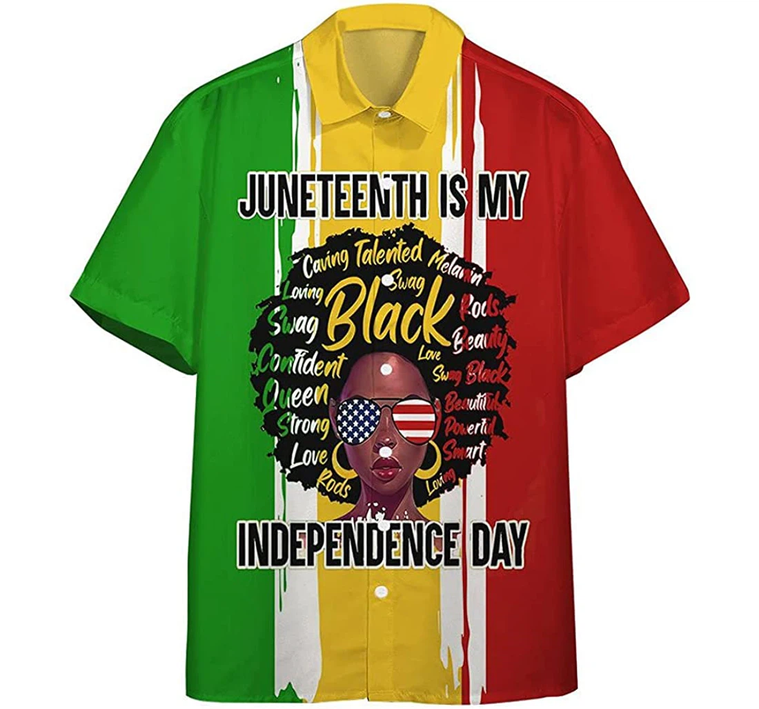 Personalized Afro Girl Juneteenth Is My Independence Day Hoodie, T-shirt, Sweatshirt Hawaiian Shirt, Button Up Aloha Shirt For Men, Women