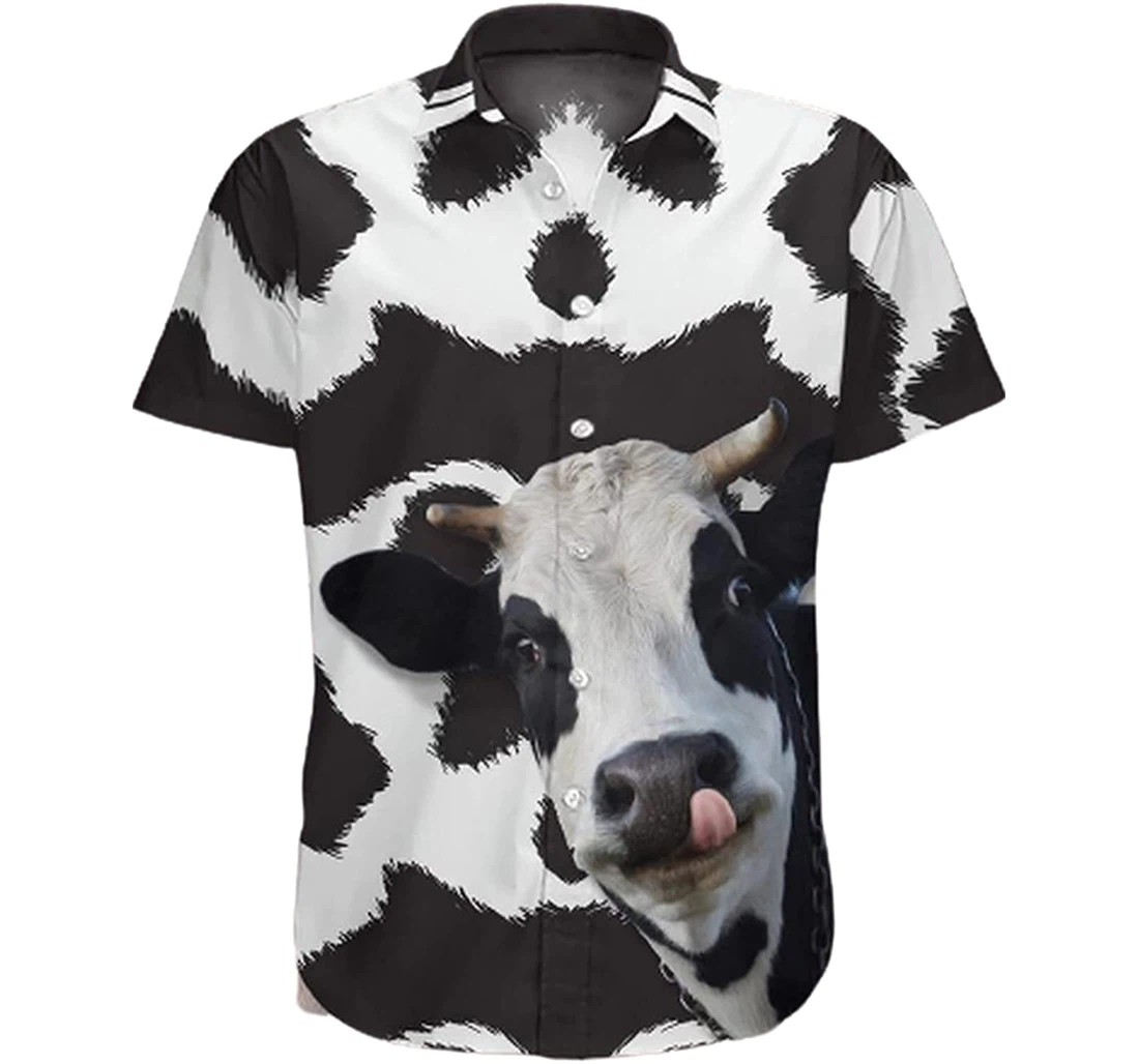 Funny Cow Hawaii Soft Beach Full Prints Hawaiian Shirt, Button Up Aloha Shirt For Men, Women