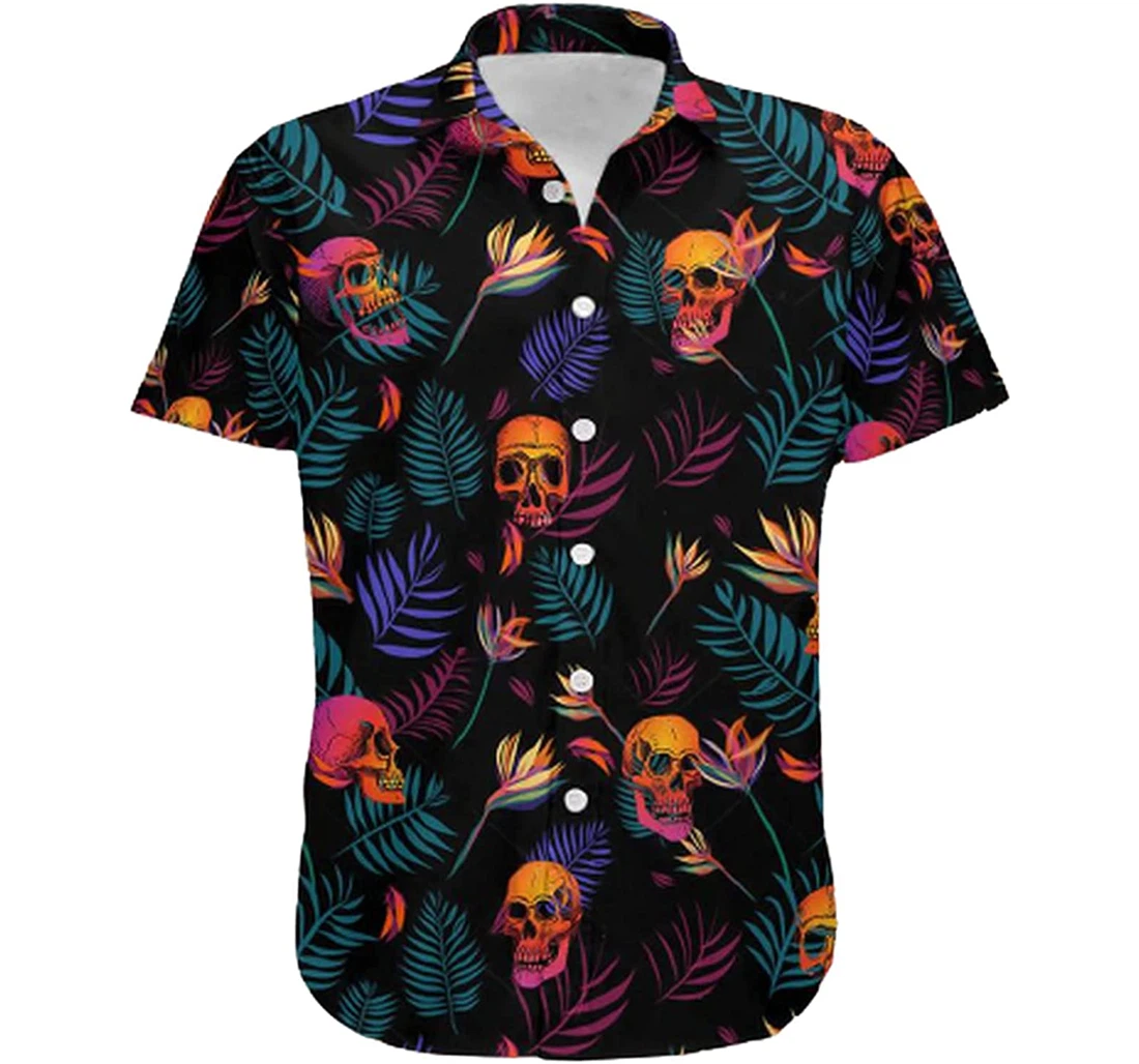 Skull Spooky Hawaii Soft Beach Full Prints Hawaiian Shirt, Button Up Aloha Shirt For Men, Women